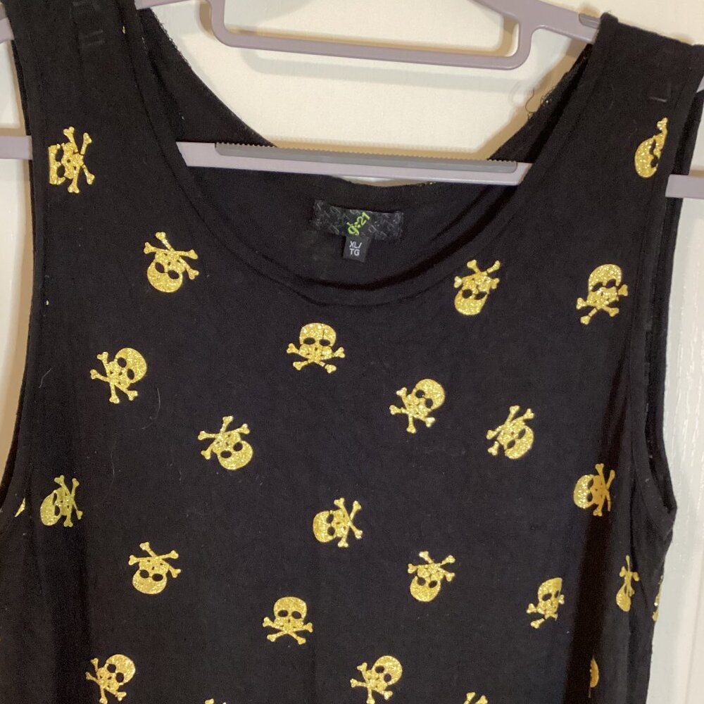 g 21 Women's Layering Tank Top Stretchy Halloween Skull Witchy Goth Y2K